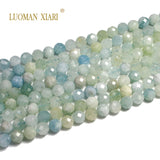 Natural Aquamarine Round Gemstone Beads for Jewelry Making DIY
