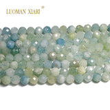 Natural Aquamarine Round Gemstone Beads for Jewelry Making DIY
