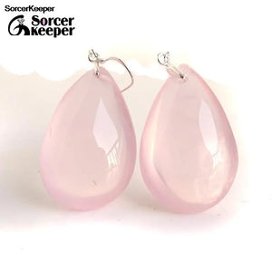 Natural Rose Quartz Dangle Earrings 925 Sterling Silver