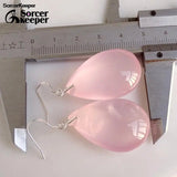 Natural Rose Quartz Dangle Earrings 925 Sterling Silver