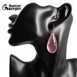 Natural Stone Pink Rose Quartz Dangle Earrings 925 Sterling Silver