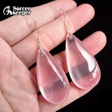 Natural Stone Pink Rose Quartz Dangle Earrings 925 Sterling Silver