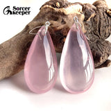 Natural Stone Pink Rose Quartz Dangle Earrings 925 Sterling Silver