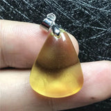 Yellow Amber Pendant Jewelry For Women Man Silver 21x16x6mm AAAAA