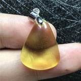 Yellow Amber Pendant Jewelry For Women Man Silver 21x16x6mm AAAAA