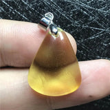 Yellow Amber Pendant Jewelry For Women Man Silver 21x16x6mm AAAAA