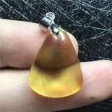 Yellow Amber Pendant Jewelry For Women Man Silver 21x16x6mm AAAAA