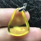 Yellow Amber Pendant Jewelry For Women Man Silver 21x16x6mm AAAAA