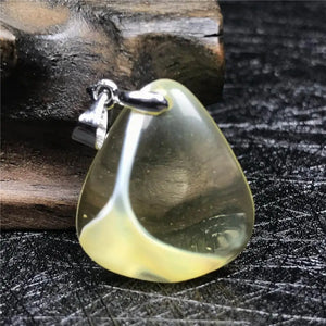 Natural Yellow Amber Pendant Jewelry Crystal Silver Beads Necklace Pendant
