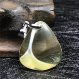 Natural Yellow Amber Pendant Jewelry Crystal Silver Beads Necklace Pendant