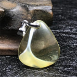 Natural Yellow Amber Pendant Jewelry Crystal Silver Beads Necklace Pendant