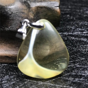 Natural Yellow Amber Pendant Jewelry Crystal Silver Beads Necklace Pendant