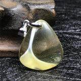 Natural Yellow Amber Pendant Jewelry Crystal Silver Beads Necklace Pendant