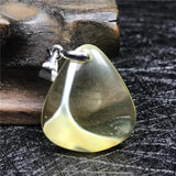 Natural Yellow Amber Pendant Jewelry Crystal Silver Beads Necklace Pendant