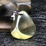 Natural Yellow Amber Pendant Jewelry Crystal Silver Beads Necklace Pendant