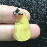 Natural Yellow Amber Pendant Jewelry Silver 25x15x5mm Beads