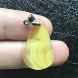 Natural Yellow Amber Pendant Jewelry Silver 25x15x5mm Beads