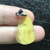 Natural Yellow Amber Pendant Jewelry Silver 25x15x5mm Beads