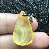 Natural Yellow Amber Pendant Jewelry Silver 25x15x5mm Beads