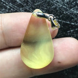 Natural Yellow Amber Pendant Jewelry Crystal Silver 26x15mm