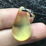 Natural Yellow Amber Pendant Jewelry Crystal Silver 26x15mm
