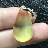Natural Yellow Amber Pendant Jewelry Crystal Silver 26x15mm
