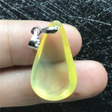 Natural Yellow Amber Pendant Jewelry Crystal Silver 26x15mm