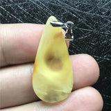 Natural Yellow Amber Pendant Jewelry Silver Beads Gemstone Necklace Pendant