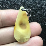 Natural Yellow Amber Pendant Jewelry Silver Beads Gemstone Necklace Pendant