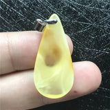 Natural Yellow Amber Pendant Jewelry Silver Beads Gemstone Necklace Pendant