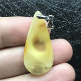 Natural Yellow Amber Pendant Jewelry Silver Beads Gemstone Necklace Pendant