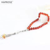 Red Agate Islamic Tasbih Allah Rosary 33 Beads Stone Tesbih