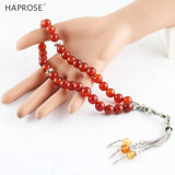 Red Agate Islamic Tasbih Allah Rosary 33 Beads Stone Tesbih