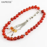 Red Agate Islamic Tasbih Allah Rosary 33 Beads Stone Tesbih