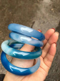 Natural Agate Jade Bangle Hand-Carved Jade Bracelet for Women