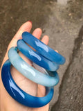 Natural Agate Jade Bangle Hand-Carved Jade Bracelet for Women