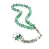 Green Stone Agate Bracelet Islamic Muslim Tasbih Allah Rosary 33 Beads