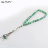 Green Stone Agate Bracelet Islamic Muslim Tasbih Allah Rosary 33 Beads