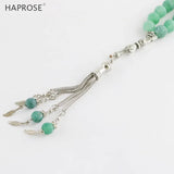 Green Stone Agate Bracelet Islamic Muslim Tasbih Allah Rosary 33 Beads
