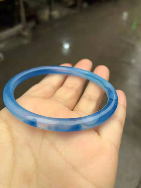 Natural Chalcedony Jade Bangle Bracelet for Women