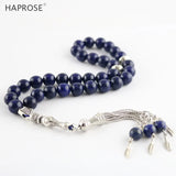Natural Lapis Lazuli Bracelet Islamic Muslim Tasbih Allah Pendant Tassel