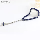 Natural Lapis Lazuli Bracelet Islamic Muslim Tasbih Allah Pendant Tassel