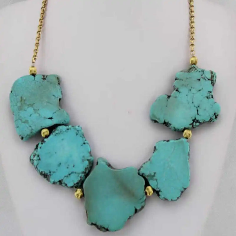 Natural Turquoise Pendant Necklace 18 inches Unisex Wedding Keychain