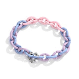 Adjustable 925 Silver Beads Bracelet Colourful Rubber Bangles