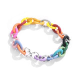Adjustable 925 Silver Beads Bracelet Colourful Rubber Bangles