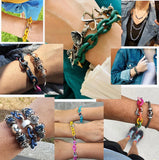 Adjustable 925 Silver Beads Bracelet Colourful Rubber Bangles