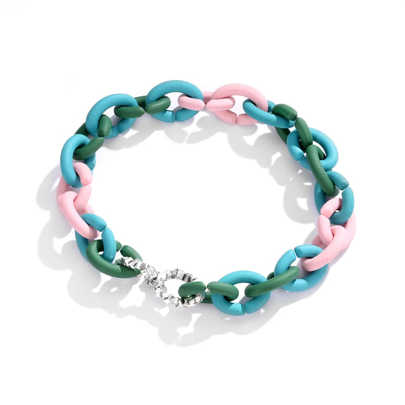 Adjustable 925 Silver Beads Bracelet Colourful Rubber Bangles