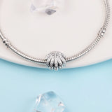 925 Sterling Silver Clear CZ Shell Charm Beads for Bracelets DIY