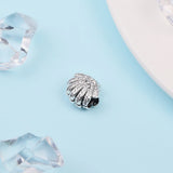 925 Sterling Silver Clear CZ Shell Charm Beads for Bracelets DIY