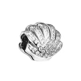 925 Sterling Silver Clear CZ Shell Charm Beads for Bracelets DIY